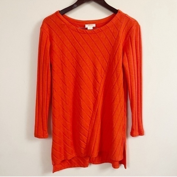 Anthropologie Maeve Asymmetrical Ribbed Knit Sweater Tunic Orange Size XS - Picture 1 of 8